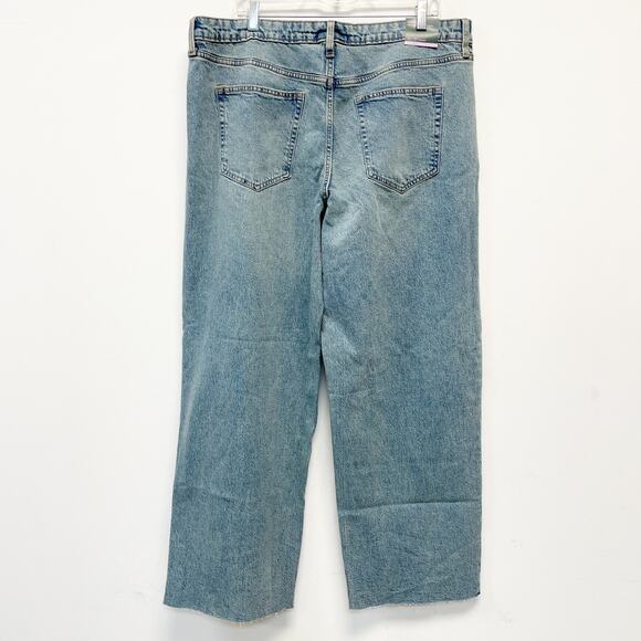 Wild Fable Women's High Rise Row Hem Straight Jeans Stone Wash Retro Size 16 - Picture 2 of 5